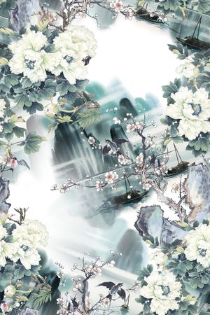 牡丹印花花型图片