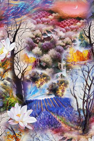 油画花卉印花花型图片