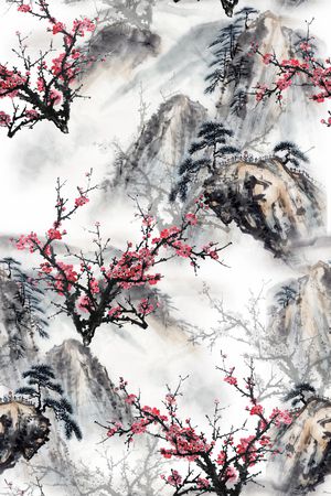 桃花印花花型图片