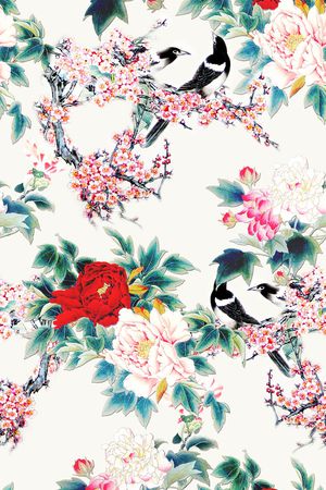 国画花卉、国画花鸟印花花型图片