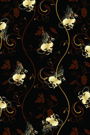 金色花朵印花花型图片