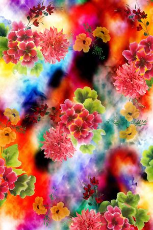 水彩印花花型图片