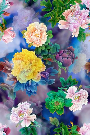 牡丹印花花型图片