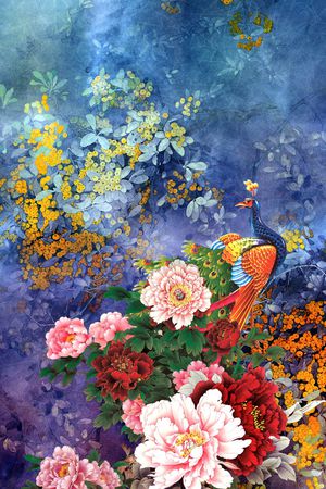 牡丹印花花型图片