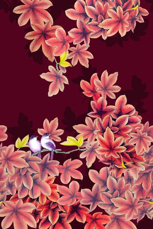 枫叶印花花型图片