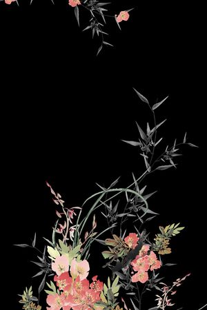 手绘花卉印花花型图片