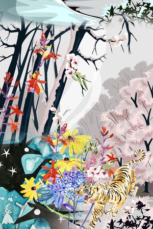 树枝印花花型图片