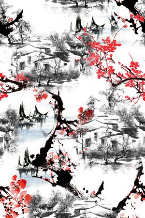 旗袍印花花型图片