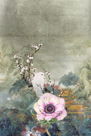 中国风定位花印花花型图片