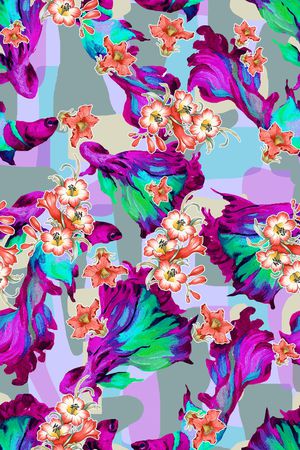 满版散花印花花型图片