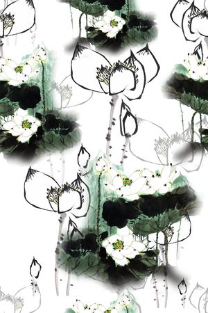 水墨风印花花型图片