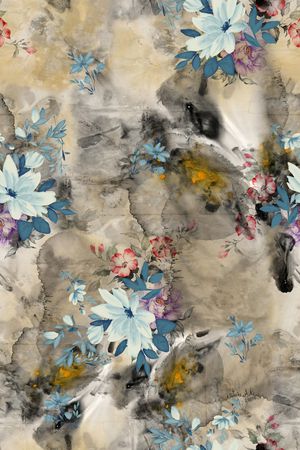 水墨风印花花型图片