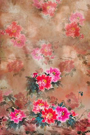 中国风定位花印花花型图片