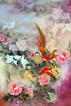 中国风定位花印花花型图片