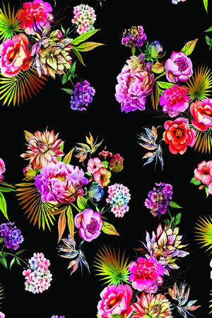 彩底花卉印花花型图片