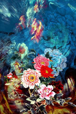 中国风定位花印花花型图片