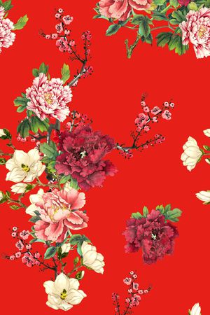 牡丹印花花型图片