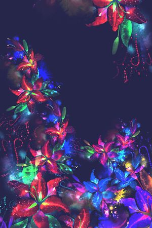 暗夜花卉印花花型图片