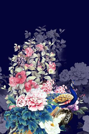 牡丹印花花型图片