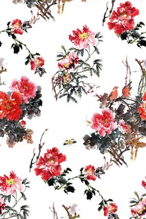 水墨风印花花型图片