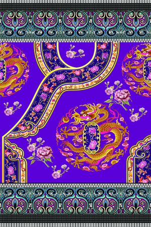 中国风定位花印花花型图片