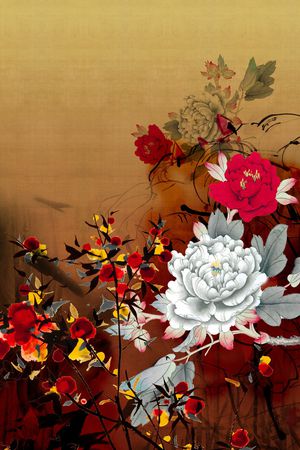 水墨风印花花型图片