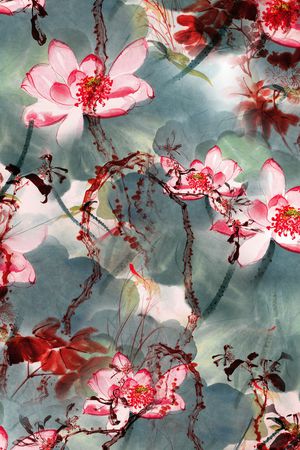 水墨风印花花型图片