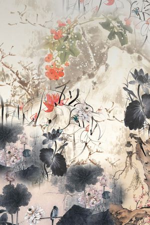 水墨风印花花型图片