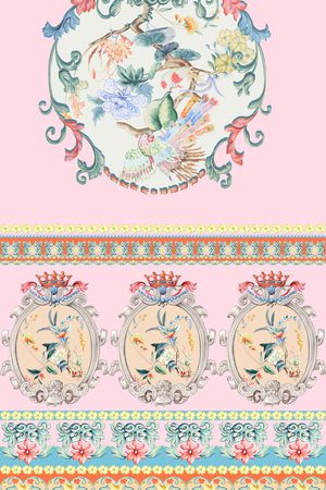 中国风定位花印花花型图片
