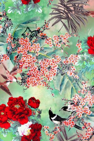 牡丹印花花型图片