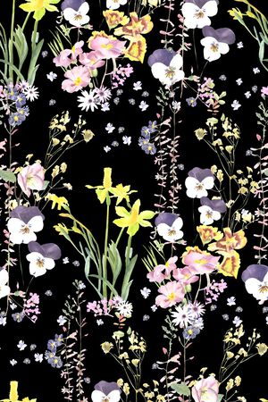 黑底花印花花型图片