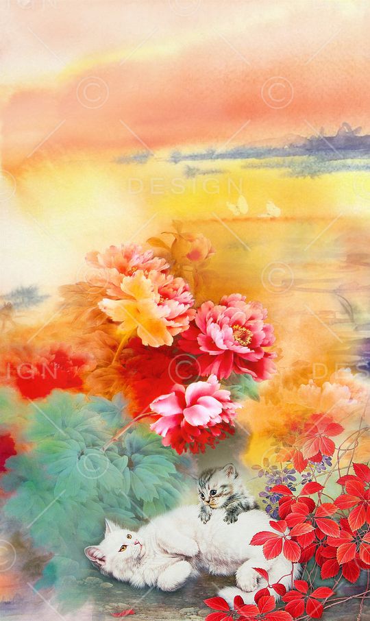 中国风定位花印花花型图片