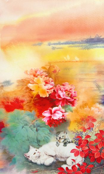 中国风定位花印花花型图片