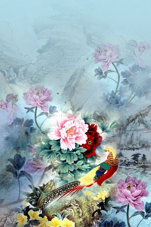 中国风定位花印花花型图片