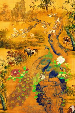 孔雀印花花型图片