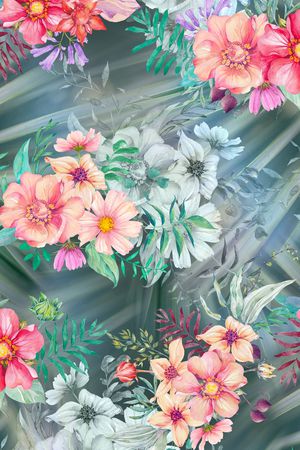 满版散花印花花型图片
