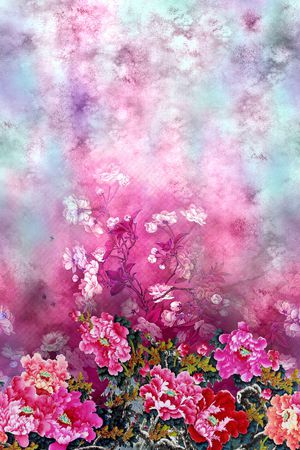 牡丹印花花型图片