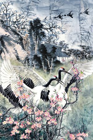 中国风定位花印花花型图片