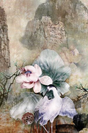 中国风定位花印花花型图片