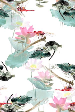 手绘花卉印花花型图片
