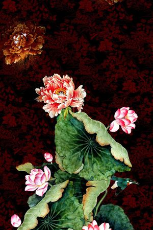 中国风定位花印花花型图片