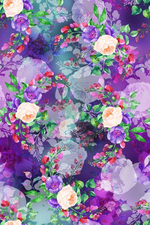 彩底花卉印花花型图片