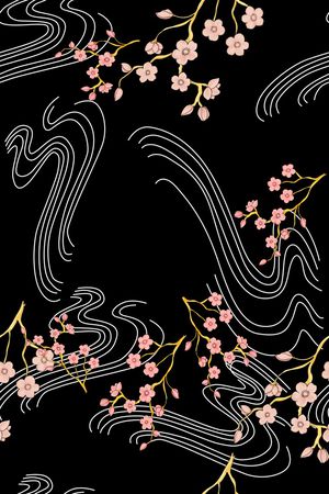 线条花卉印花花型图片