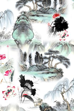 几何定位印花花型图片