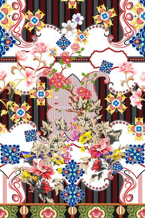 线条印花花型图片