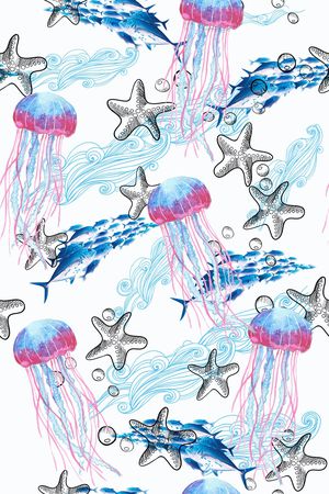 水母印花花型图片