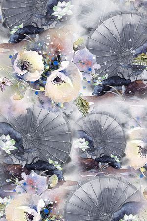 水墨风印花花型图片