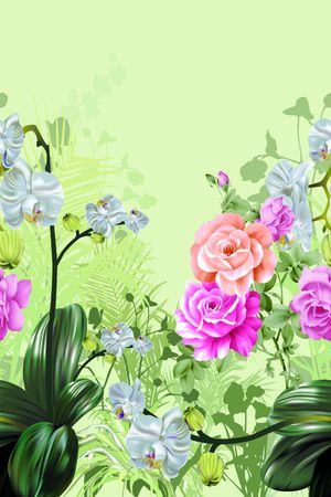 月季花印花花型图片