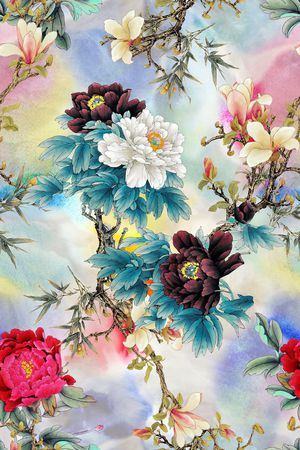 玉兰花印花花型图片