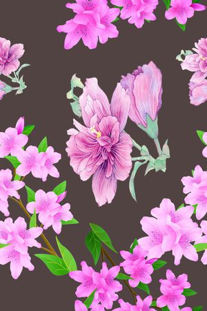 黑底花卉印花花型图片